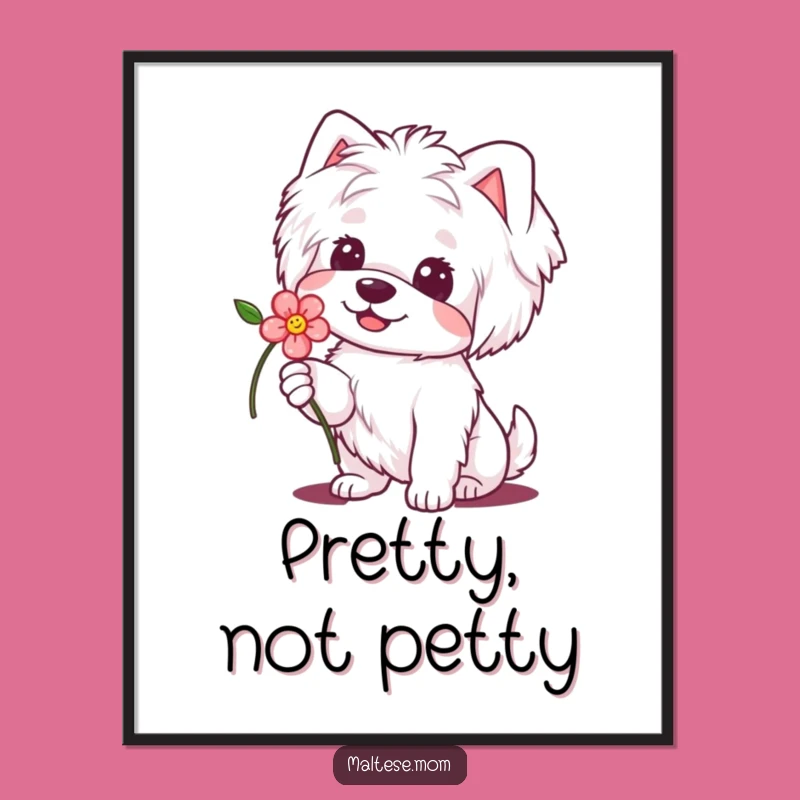 Funny Maltese Flower Dog Poster: Sweet Art, Perfect Wall Gift!