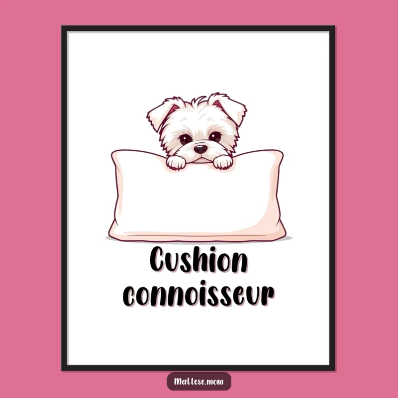 Funny Maltese Puppy Peekaboo Poster - Adorable Hidden Dog Wall Art