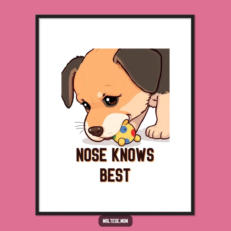 Funny Wall Art: Nudging Dog, Playful Toy Interaction, Wet Nose Decor