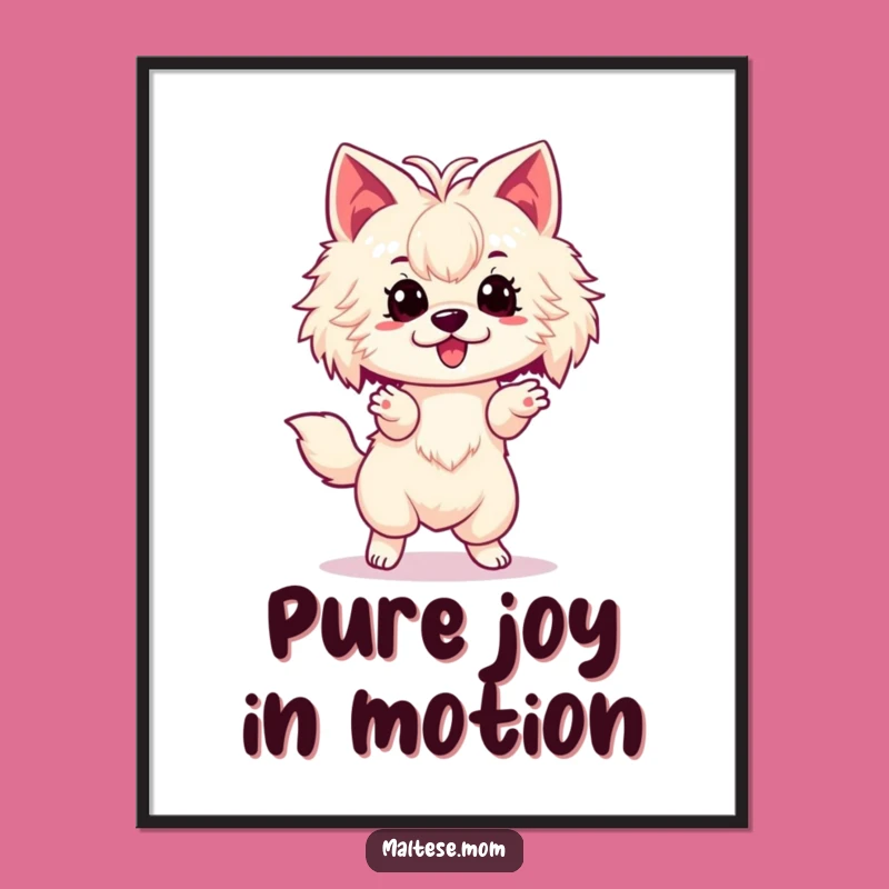 Funny Maltese Spin Poster: Vibrant Lady Dog Art, Hilarious Wall Decor Gift!