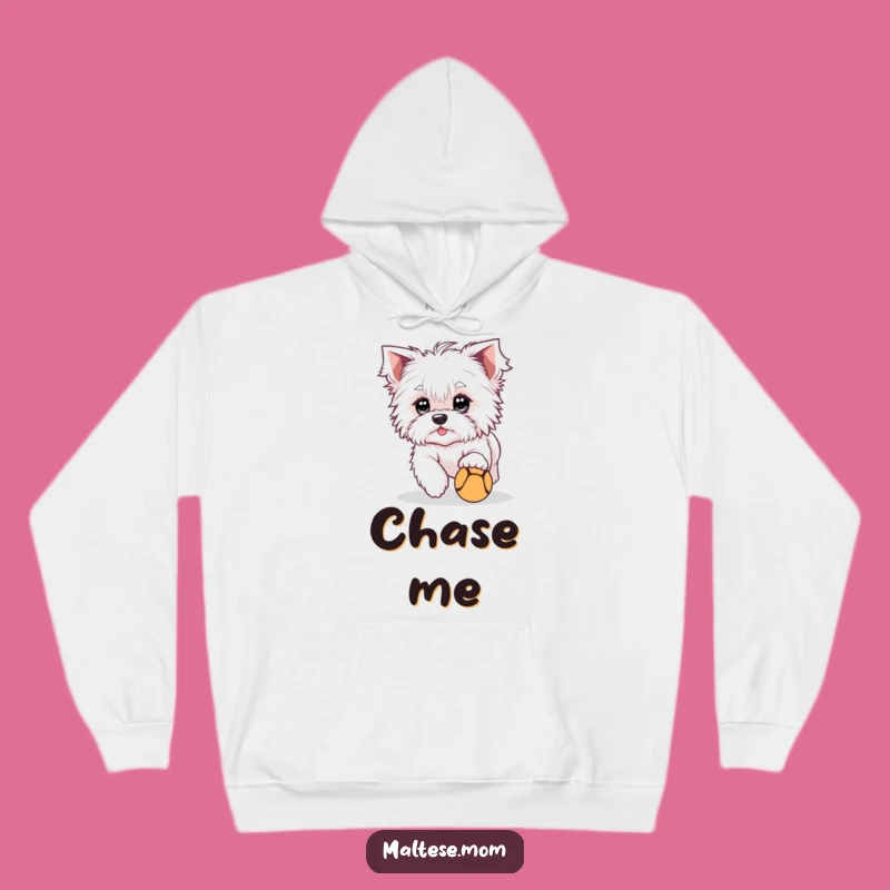 Cozy Funny Maltese Chasing Ball Hoodie - Warm Playful Pup Gift