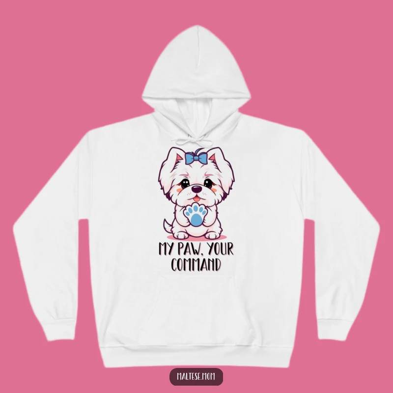 Cozy Funny Maltese Offering Paw Hoodie: Warm Friendship, Perfect Gift