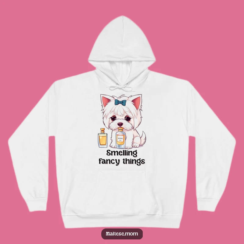 Cozy Funny Maltese Perfume Sniffing Hoodie: Chic Comfort, Perfect Gift