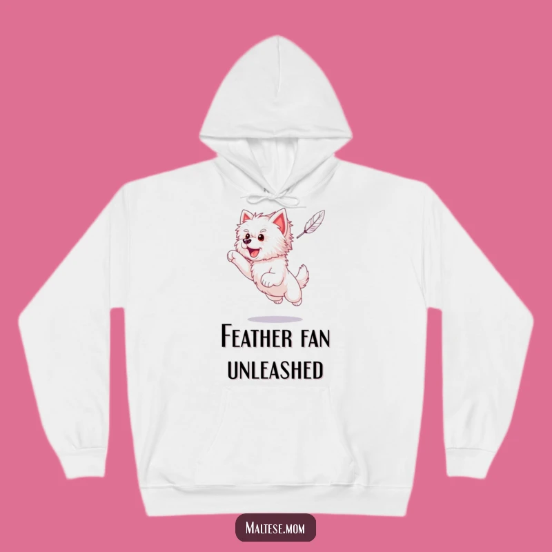 Funny Maltese Puppy Feather Leap Hoodie - Cozy & Playful Dog Lover Gift