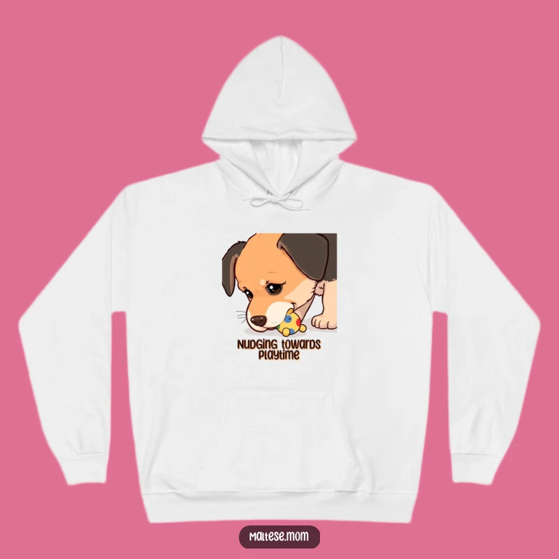 Funny Cozy Hoodie: Playful Toy Nudge Dog, Wet Nose Comfort, Hilarious Gift