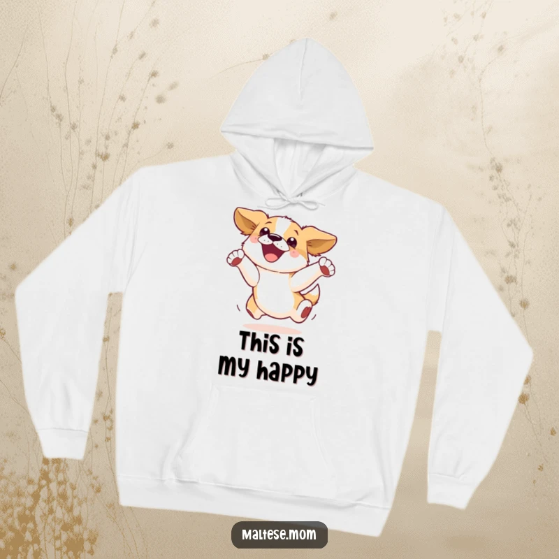Funny Hoodie: A dog is captured mid-air, leaping with pure delight, radiating happiness and energetic fun in this cozy apparel.