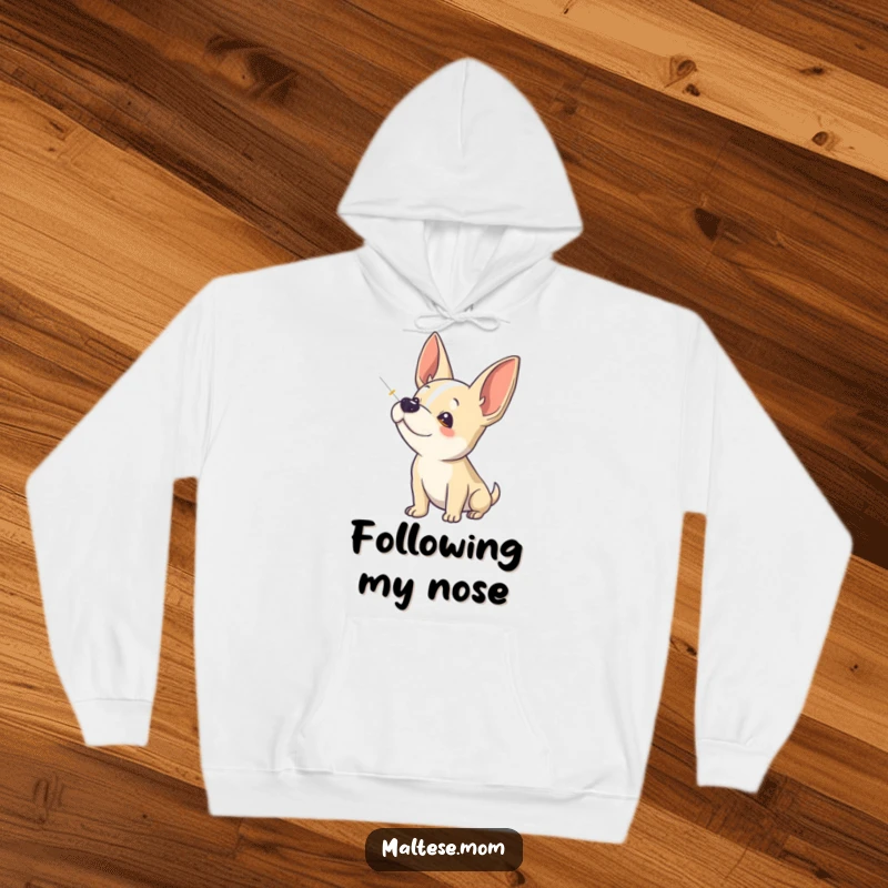Funny Hoodie: A dog is depicted sniffing the air with high-alert ears, symbolizing investigation and keen perception.