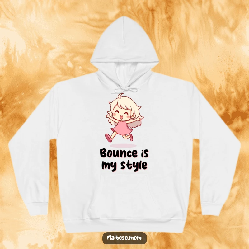Funny Hoodie depicting a character prancing with a buoyant and energetic step, exuding happiness and a lighthearted approach to life.