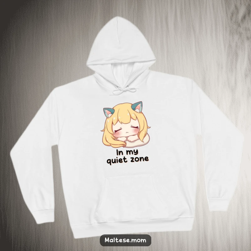 Funny Hoodie showing a character resting peacefully with eyes softly closed, designed for comfort and promoting a sense of calm.