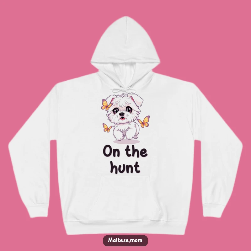 Funny Kawaii Maltese Butterfly Chase Hoodie: Hilarious Gift for Cozy, Playful Comfort