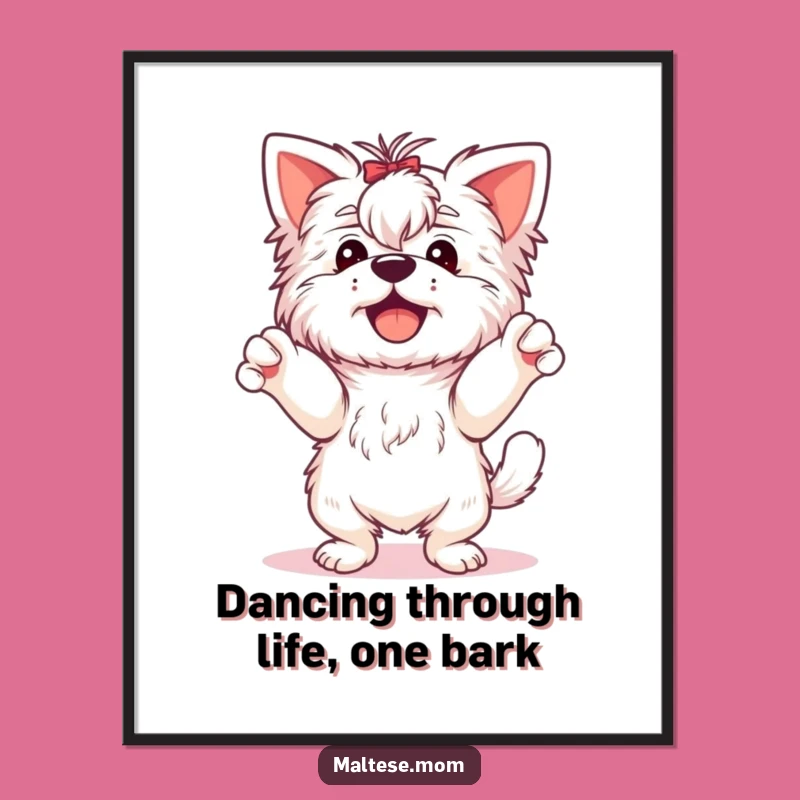 Free Printable Wall Art: Dancing Maltese Dog, Joyful Paws Up Decor, Downloadable Art, Whimsical Home Accent