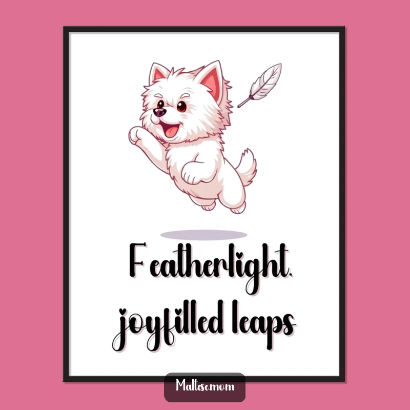 Funny Free Printable Wall Art - Playful Maltese Puppy Feather Chase Downloadable Art