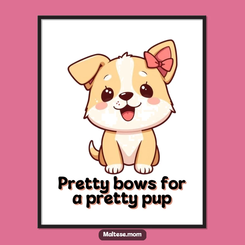 Free Printable Wall Art: Excited Dog with Bow, Humorous Downloadable Decor