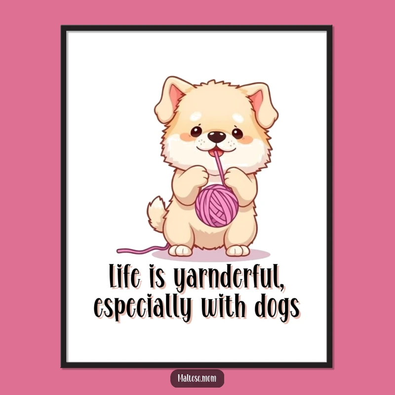 Free Printable Wall Art: Funny Dog Yarn Chaos, Perfect Humorous Downloadable Decor