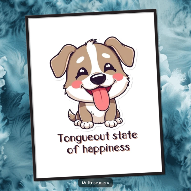 Funny Free Printable Wall Art: A dog character with a happy, goofy expression, tongue playfully peeking out.