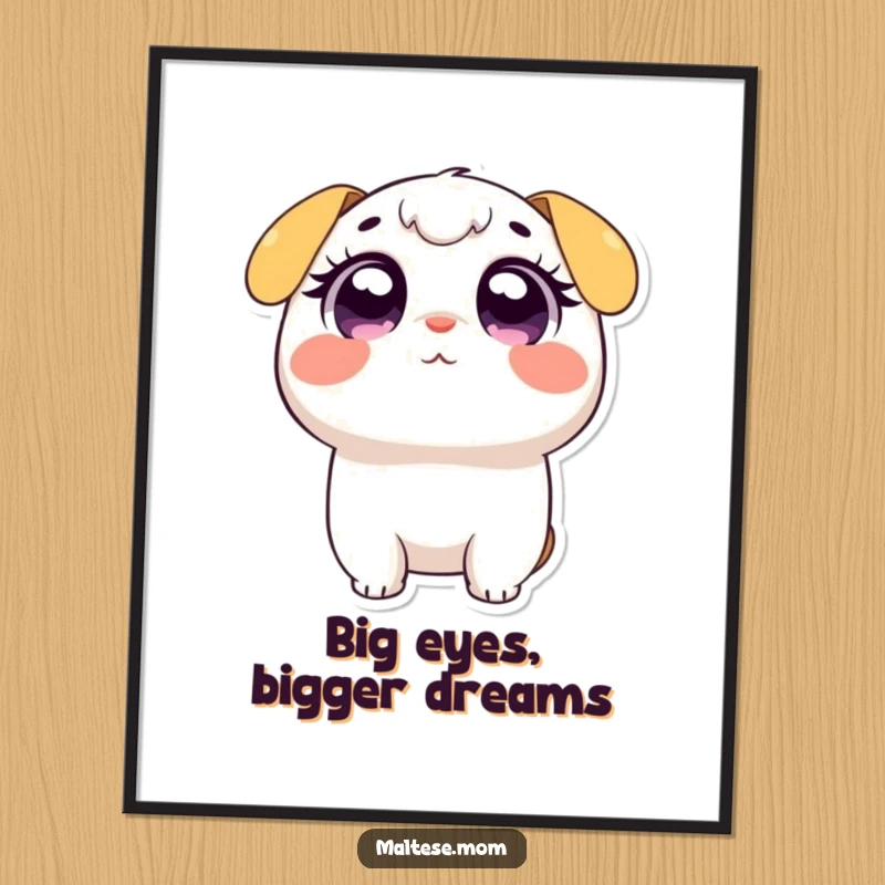 Funny Free Printable Wall Art: A small, precious character looking up with enormous, wide, sparkling, and deeply adoring eyes, full of wonder.