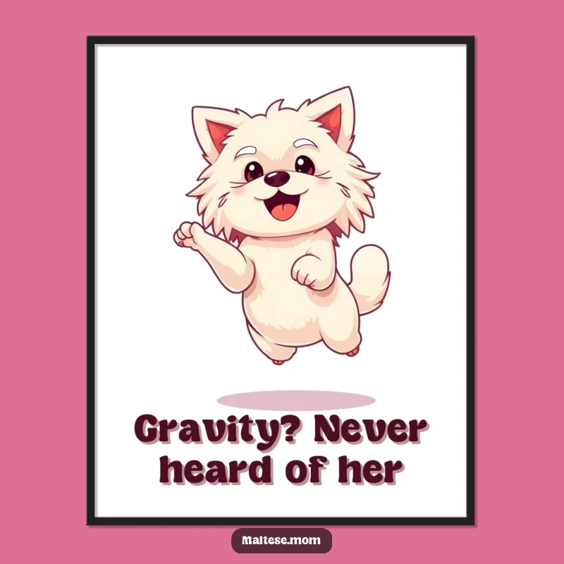 Funny Free Printable Wall Art: Leaping Maltese Lady - Dog Downloadable Decor