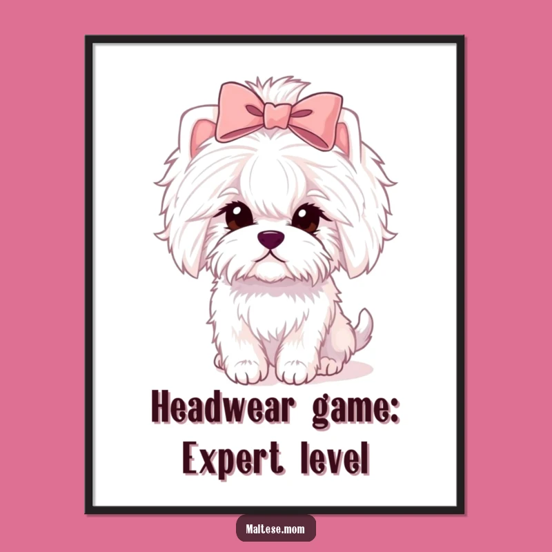 Funny Free Printable Wall Art: Fluffy Maltese Lady with Bow - Dog Downloadable Decor