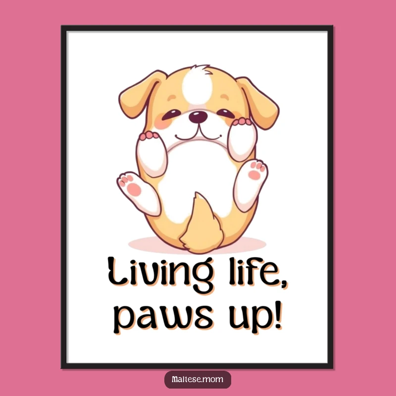 Free Printable Wall Art: Playful Rolling Dog, Funny Downloadable Decor