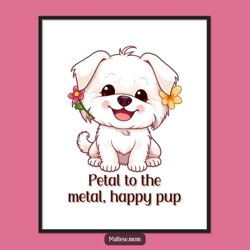 Funny Free Printable Wall Art: Floral Maltese Dog, Happy Tail Wags, Cute Decor