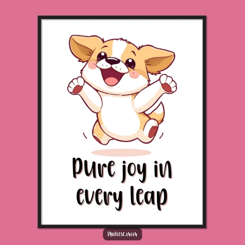 Free Printable Wall Art: Ecstatic Leaping Dog, Funny Downloadable Home Decor