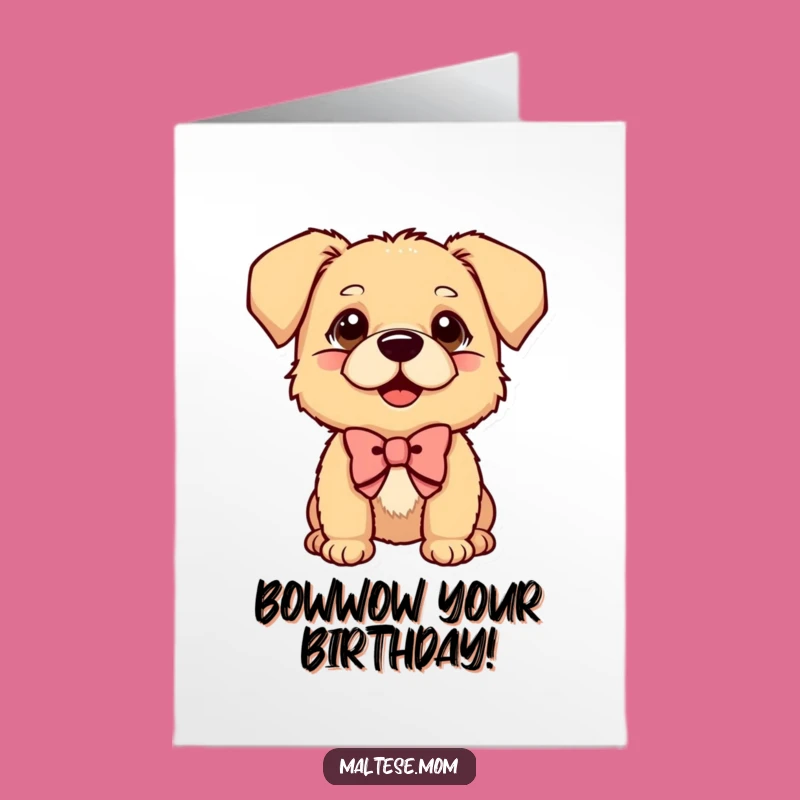 Free Printable Dog Birthday Card: Curious Pup with Bow, Funny Downloadable Gift