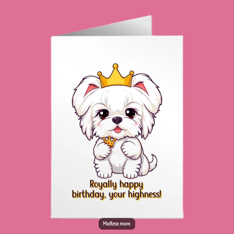 Free Printable Birthday Card: Royal Maltese Dog, Hilarious King/Queen Downloadable Gift