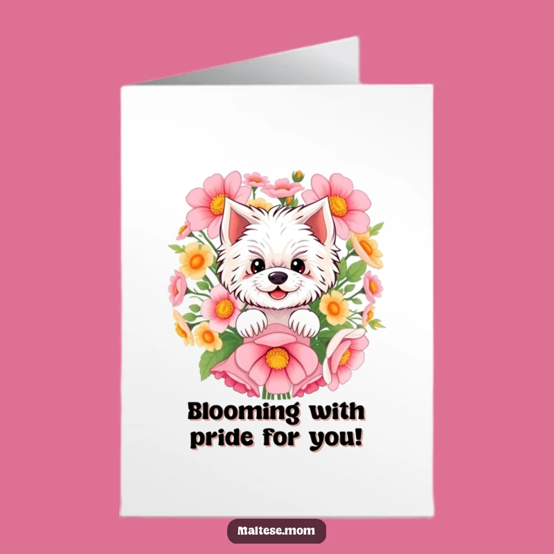 Free Printable Congrats Card: Maltese Flower Peek - DIY Downloadable Celebration