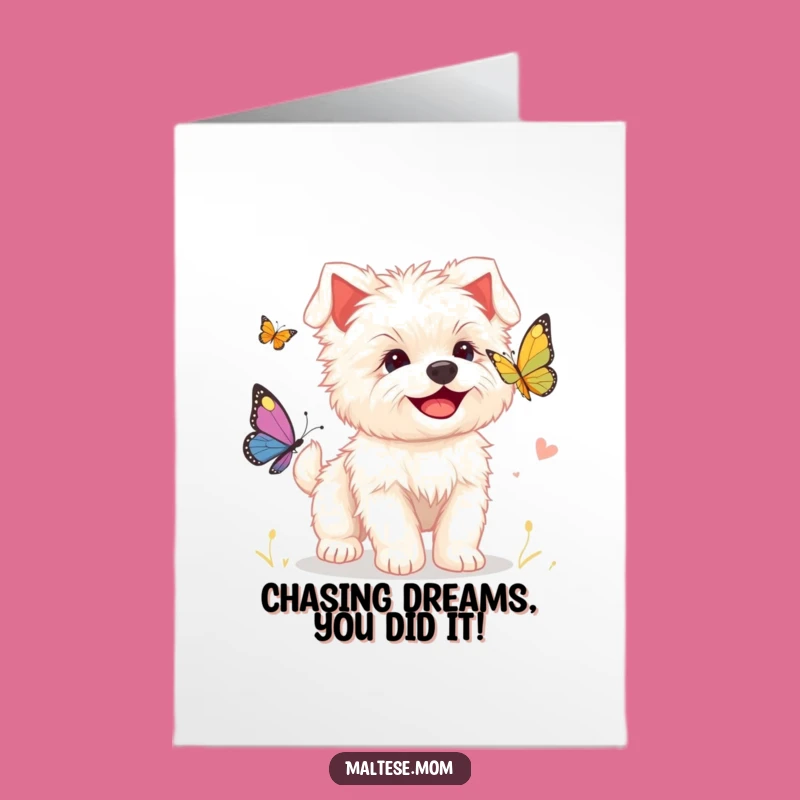 Free Printable Congrats Card: Playful Maltese Puppy