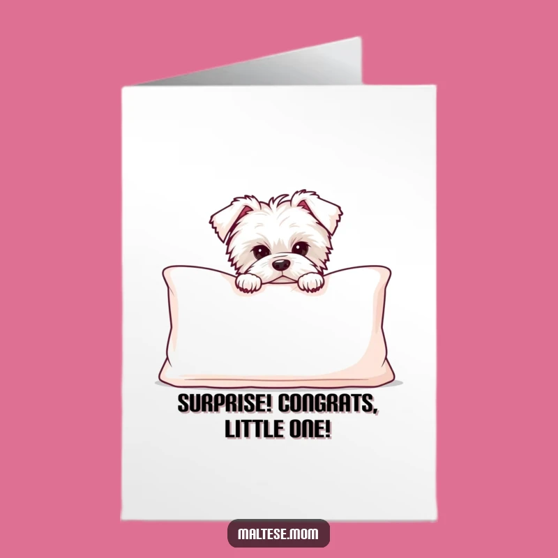 Free Printable Congrats Card - Maltese Puppy Cushion Peek Downloadable Gift