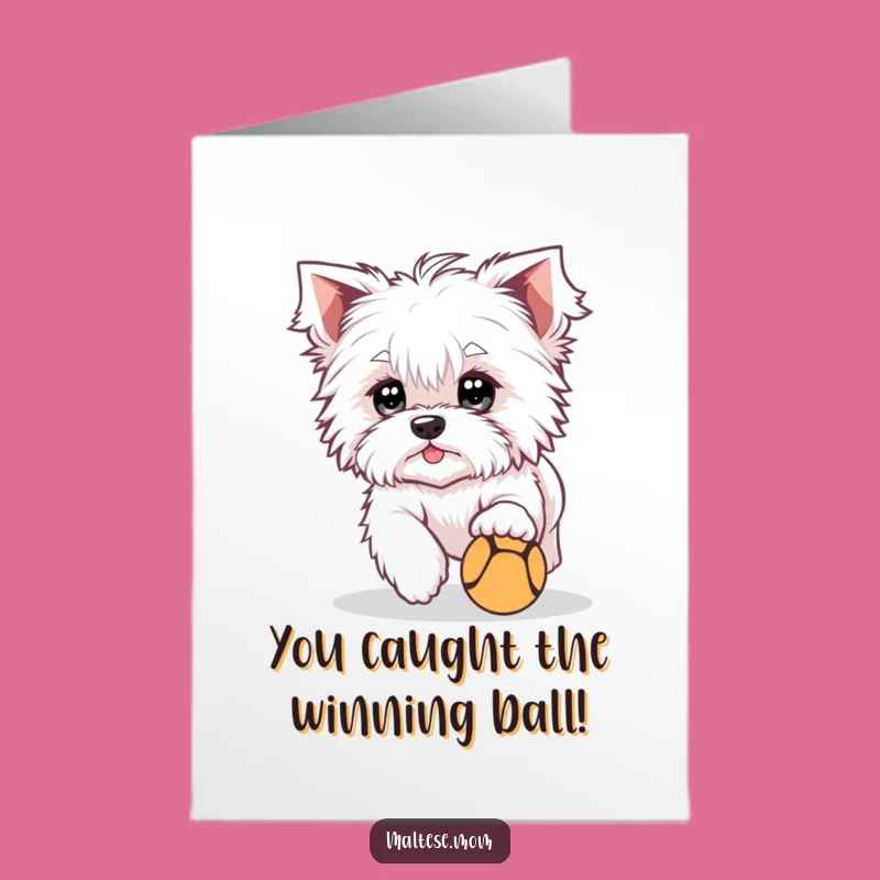 Free Printable Congrats Card: Playful Maltese Ball Fun, Festive Download!