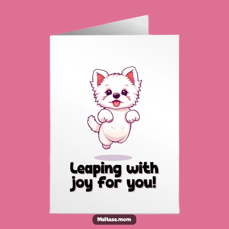 Free Printable Maltese Congrats Card: Elegant Jump Funny Downloadable Gift for Achievements