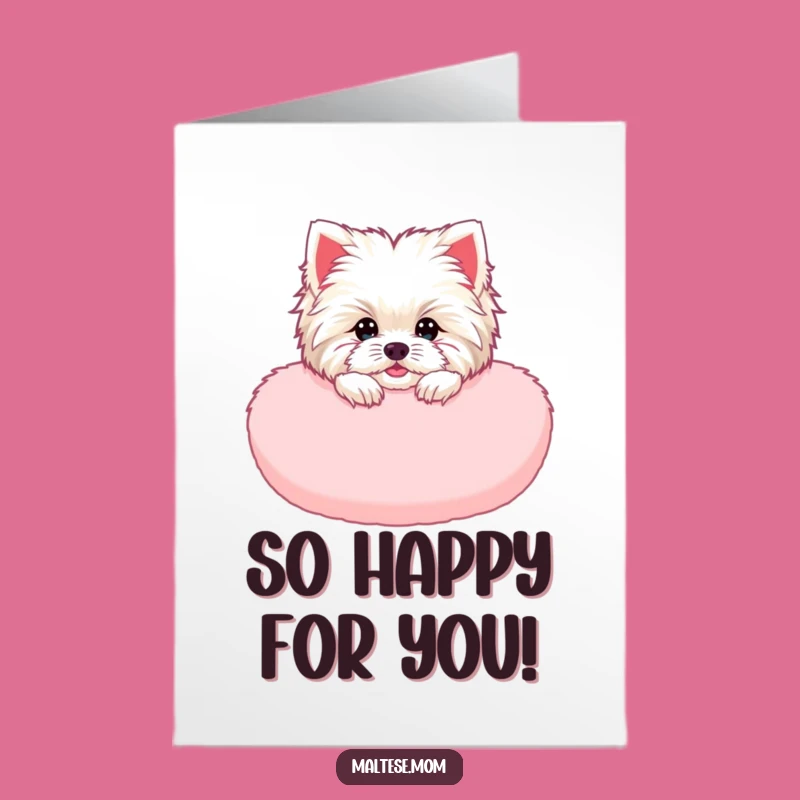 Free Printable Congrats Card: Maltese Cushion Peek - Funny Downloadable