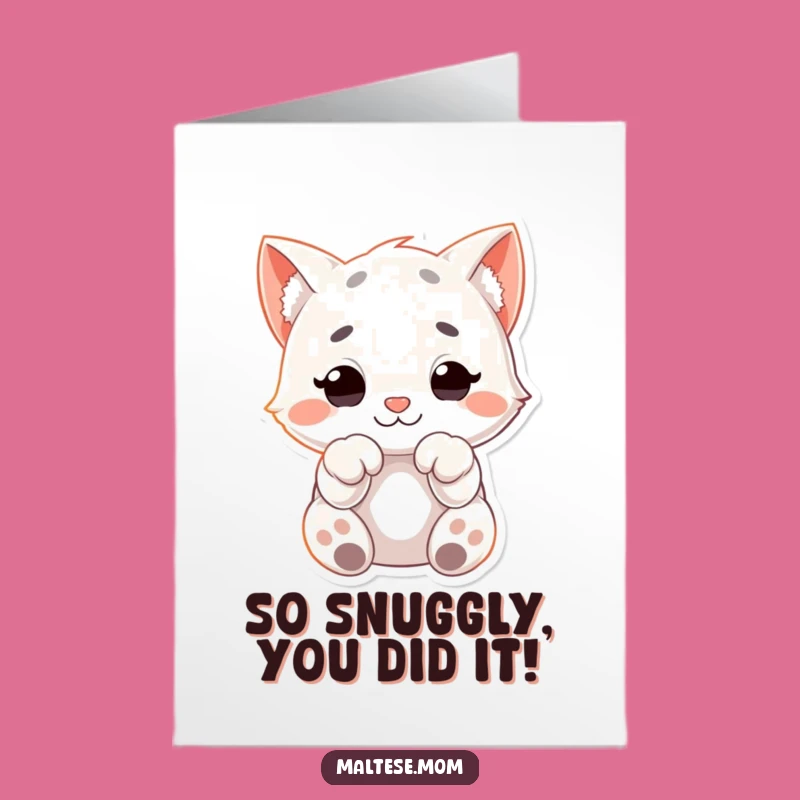 Free Printable Congrats Card: Cuddly Character, Soft Paws, Warm Wishes
