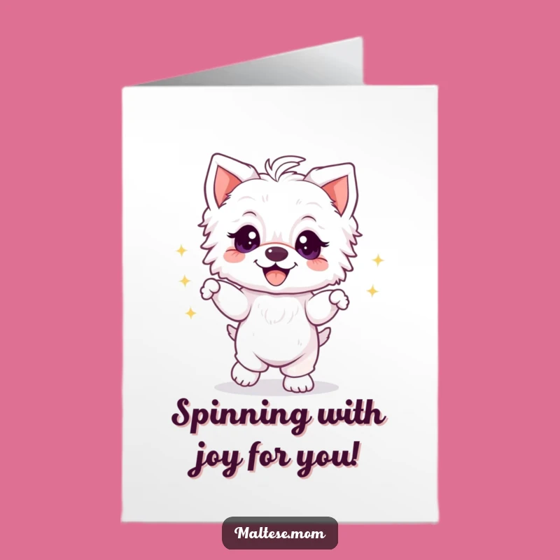 Free Printable Congrats Card - Joyful Maltese Puppy Dance Downloadable Gift