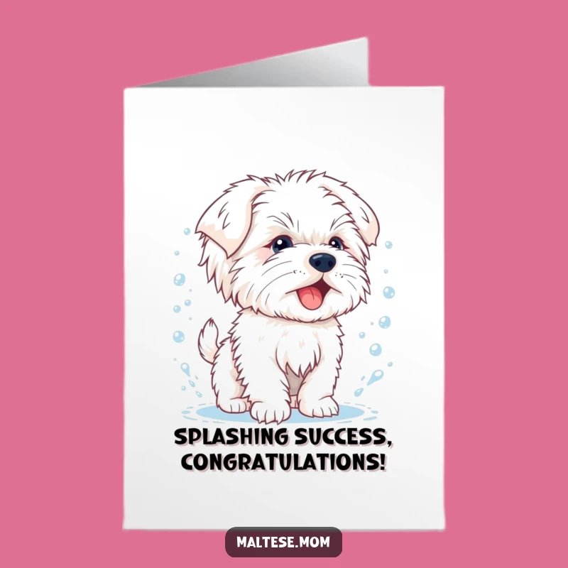 Free Printable Congrats Card: Splashing Maltese Puppy