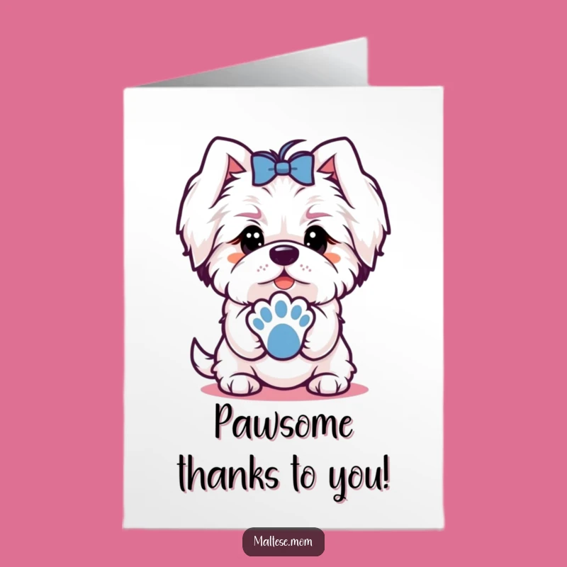 Free Printable Maltese Thank You Card: Offering Paw Funny Downloadable Gift for Gratitude