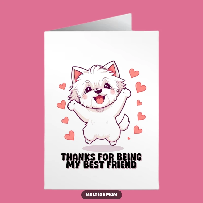 Free Printable Thank You Card: Adorable Kawaii Maltese Dog Expressing Gratitude Downloadable