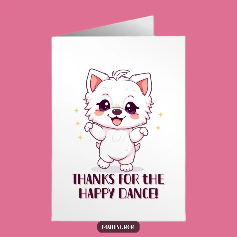 Free Printable Thank You Card - Dancing Maltese Puppy Thanks Downloadable Gift
