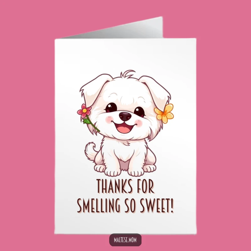 Free Printable Thank You Card: Floral Maltese, Happy Thanks, Downloadable Gratitude