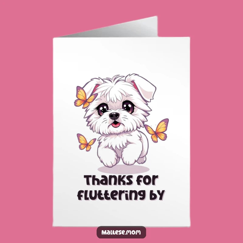 Free Printable Thank You Card: Playful Maltese Dog, Heartfelt Downloadable Appreciation