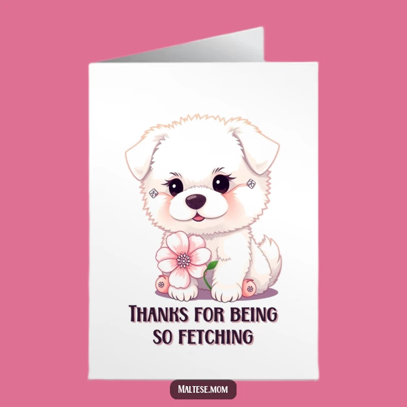 Free Printable Thank You Card: Fluffy Dog Earrings Flower Design Downloadable Gift