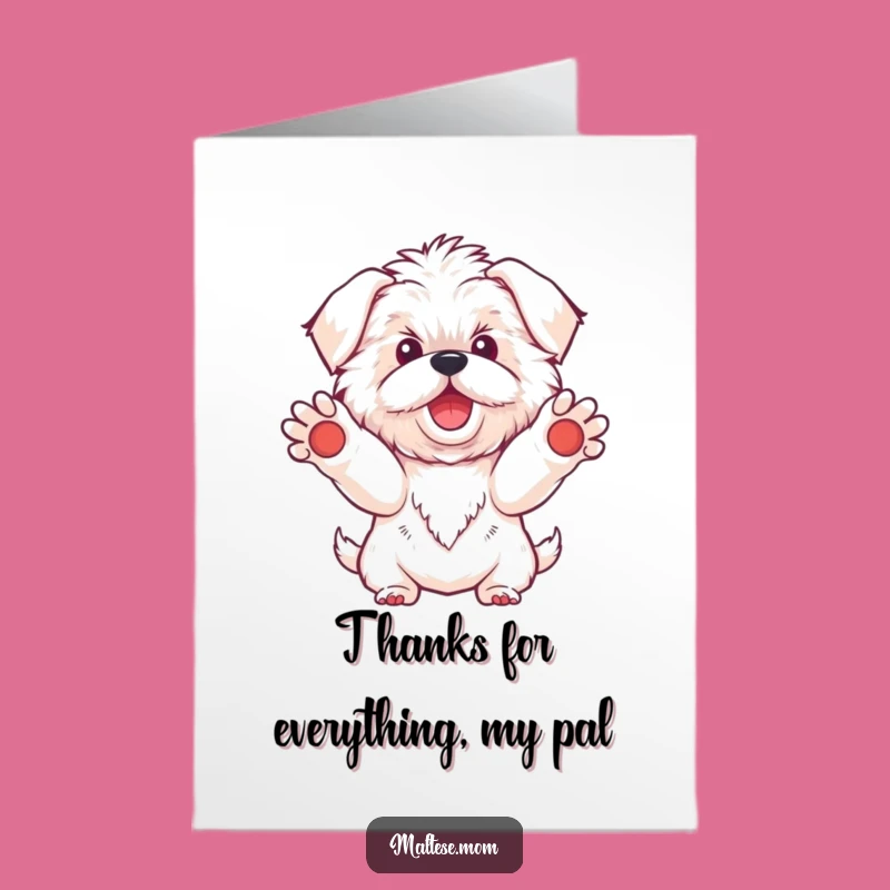 Free Printable Thank You Card: Grateful Kawaii Maltese Dog Offering Welcome Downloadable