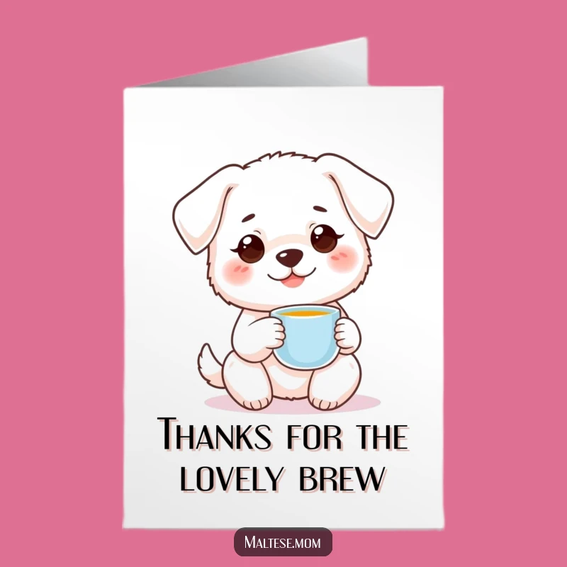 Free Printable Thank You Card: Dog Teacup Smile Design Downloadable Gift