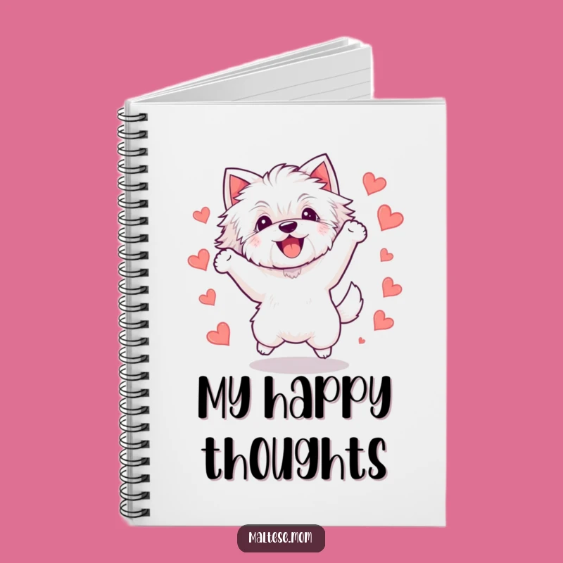 Funny Kawaii Maltese Dog Notebook, Cute Bichon Jumping Journal, Gift Idea