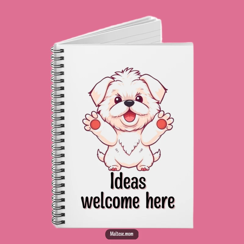 Funny Kawaii Maltese Dog Notebook, Welcoming Bichon Journal, Gift Idea