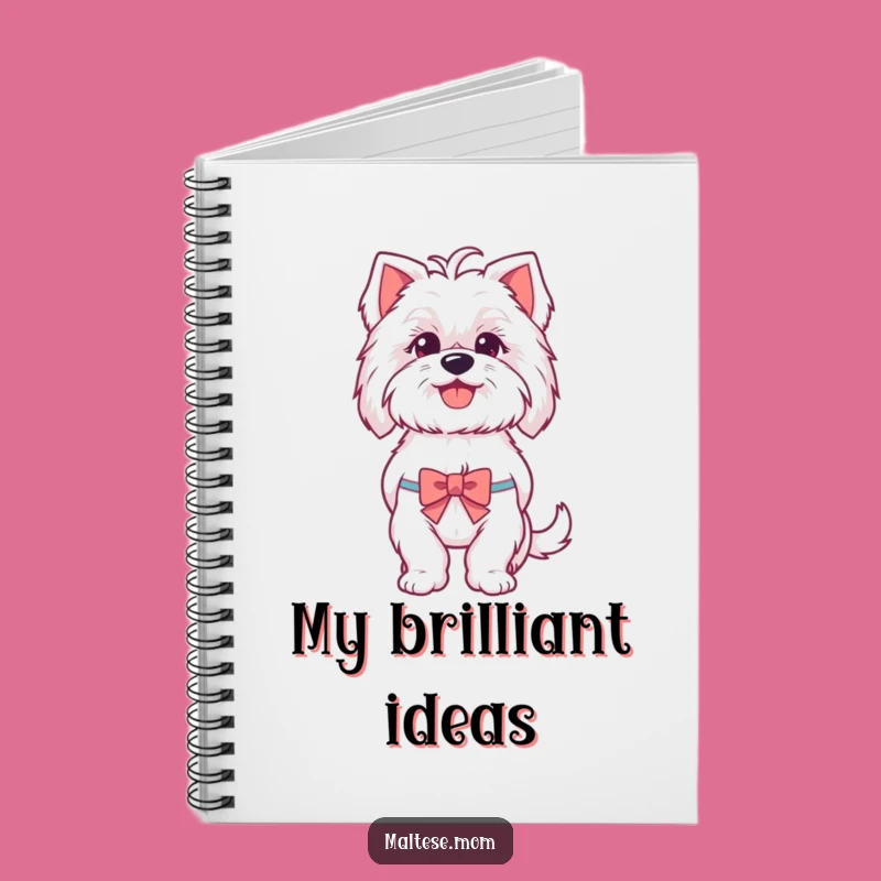 Funny Maltese Notebook: Jot Down Ideas with Happy Panting Pup & Tiny Bow, Funny Gift