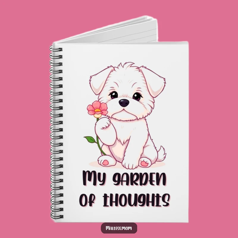Funny Maltese Puppy Flower Notebook - Hilarious Dog-Themed Journal