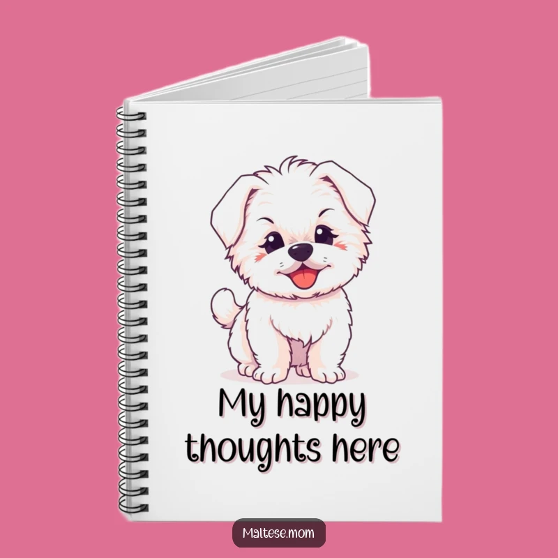 Funny Maltese Puppy Notebook, Happy Tail Wagging Journal Gift