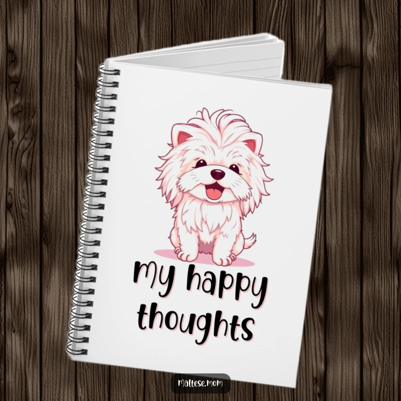 Funny Maltese Dog Notebook: A Maltese with a fluffy mane shakes its head, inspiring joyful thoughts and creative writing.